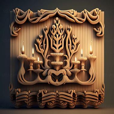 3D model Hanukiah Chanukiah Menorah (STL)